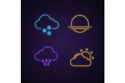 Weather forecast neon light icons
