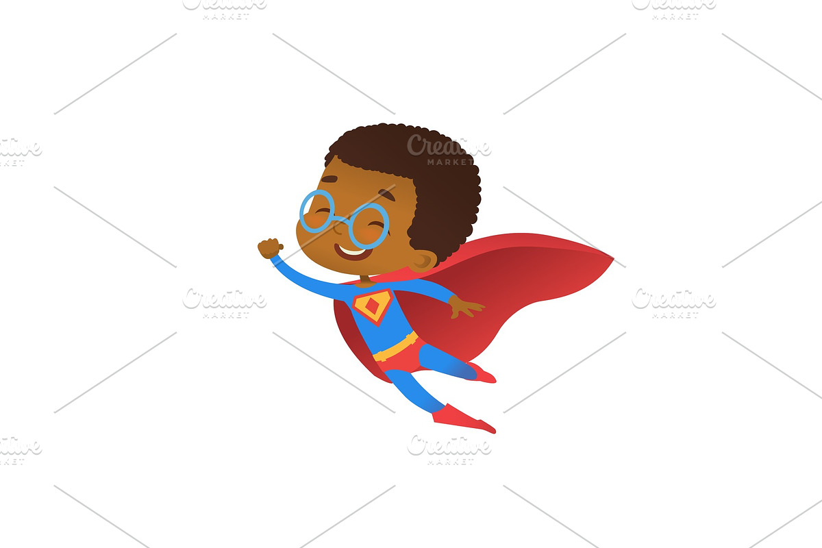 Superhero African Boy Flys in Illustrations - product preview 8
