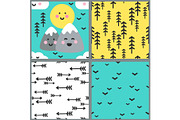 Cute set of seamless patterns with