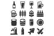 Beer Icons Set on White Background