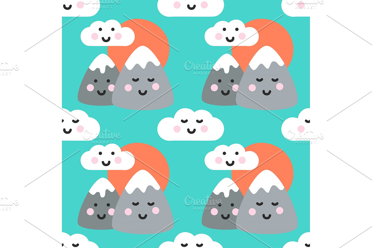 Cute seamless pattern with Kawaii in Illustrations - product preview 8