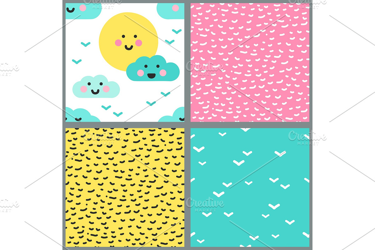 Cute Kawaii Clouds and Sun in the in Illustrations - product preview 8