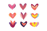 Creative red hearts icon set