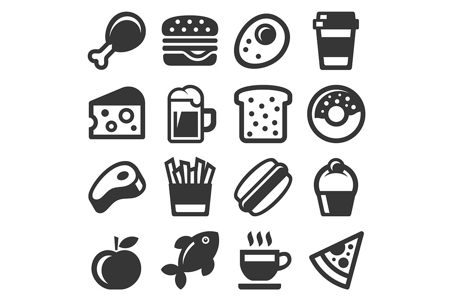 Food Icon Set on White Background in Icons - product preview 8
