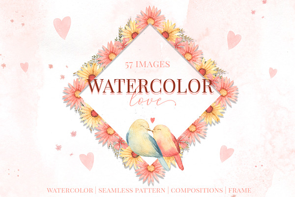 Watercolor Love. Valentine day