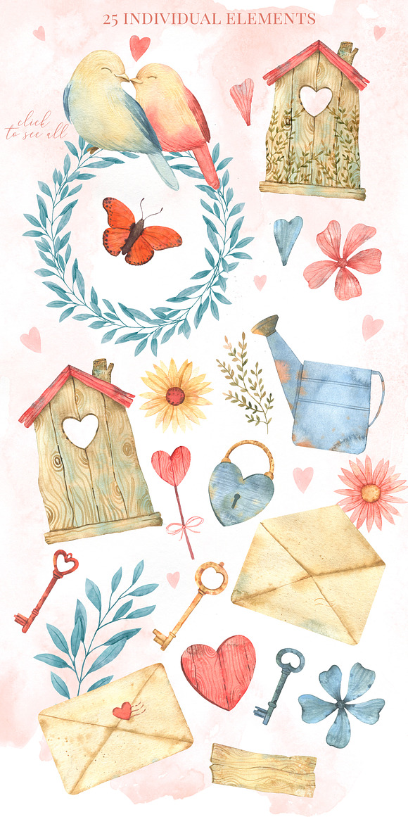 Watercolor Love. Valentine day in Illustrations - product preview 1
