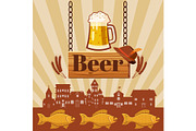 Beer pub concept, cartoon style