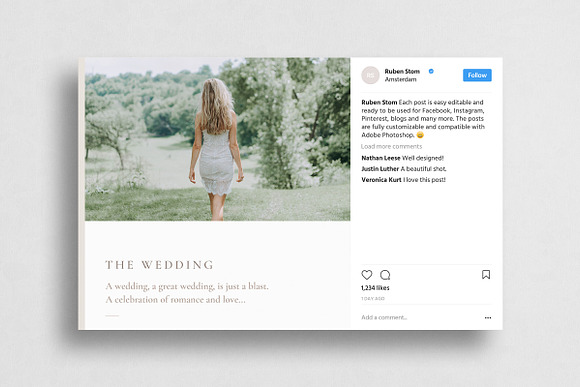 Wedding Theme Social Media Pack in Social Media Templates - product preview 3