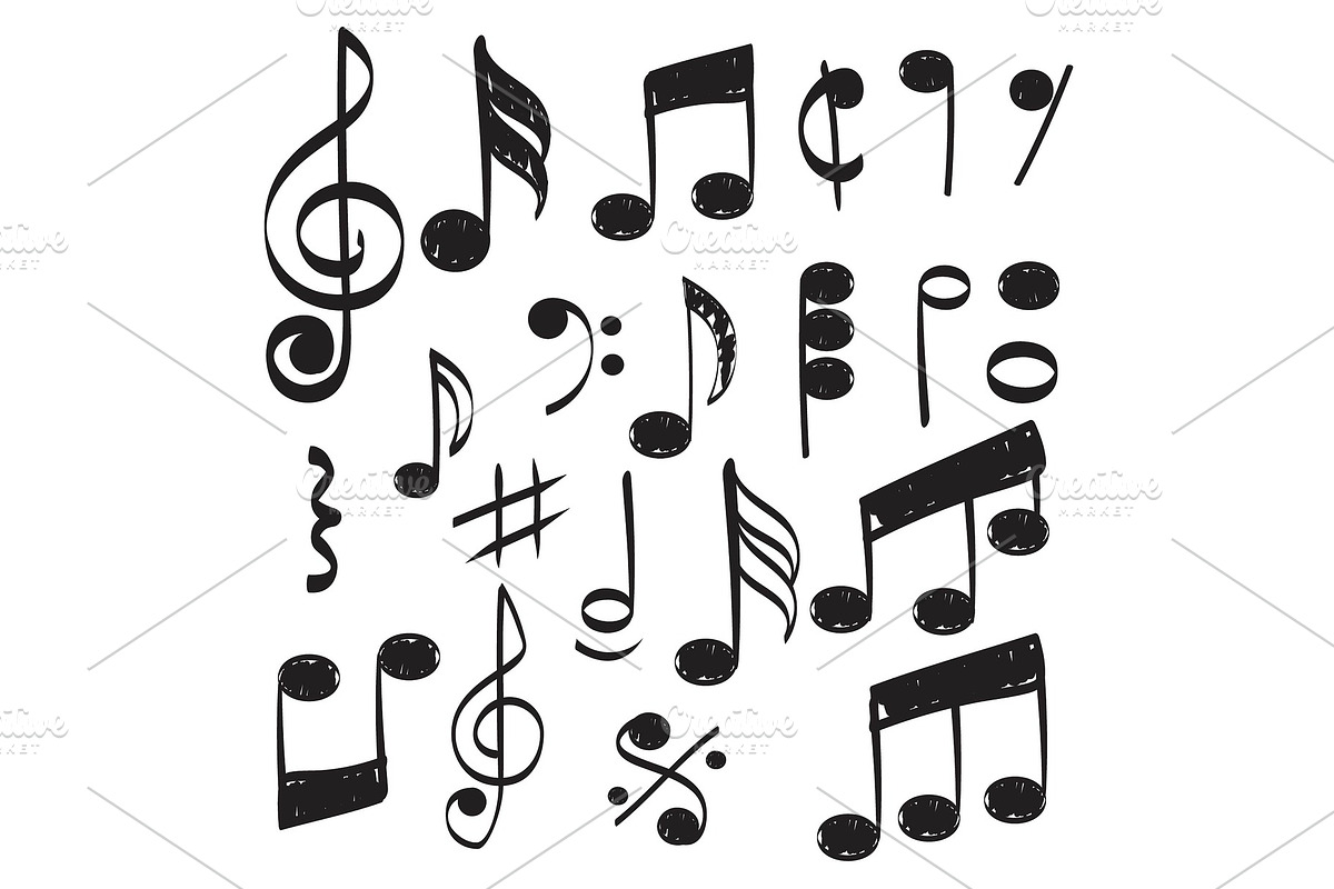 Music note. Doodles sketch musical in Graphics - product preview 8