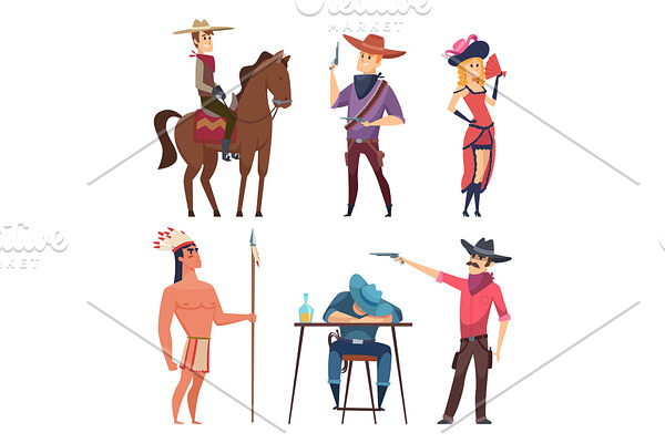 Cowboys characters. Wildlife western