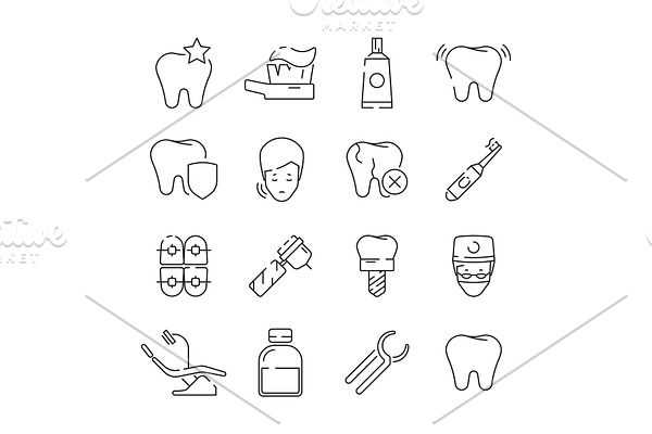 Dental icons. Medical protection