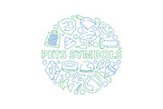 Pets symbols. Circle shape with