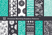 Black & Sea Foam Set of 12 Patterns