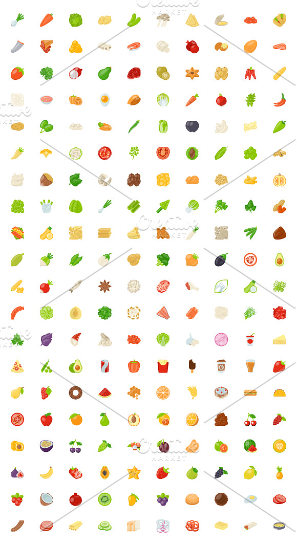 200 Food Ingredients Vector Icons in Icons - product preview 1