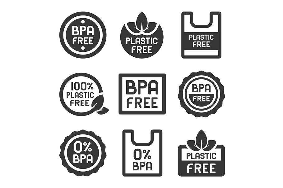 BPA Plastic Free Icons Set