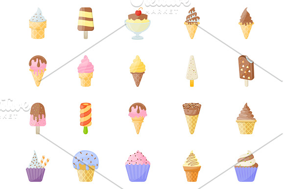 50 Colorful Ice Cream Vector Icons in Icons - product preview 1