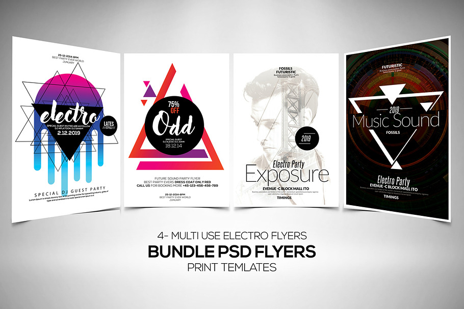 Electro & Futuristic Flyers Bundle in Flyer Templates - product preview 8