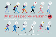 Set of business people walking