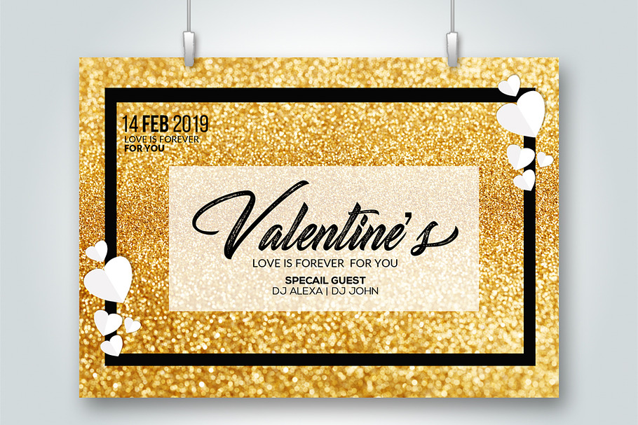 Golden Valentine's Day Love Flyer