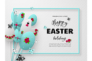 3d paper cur Easter holiday design.