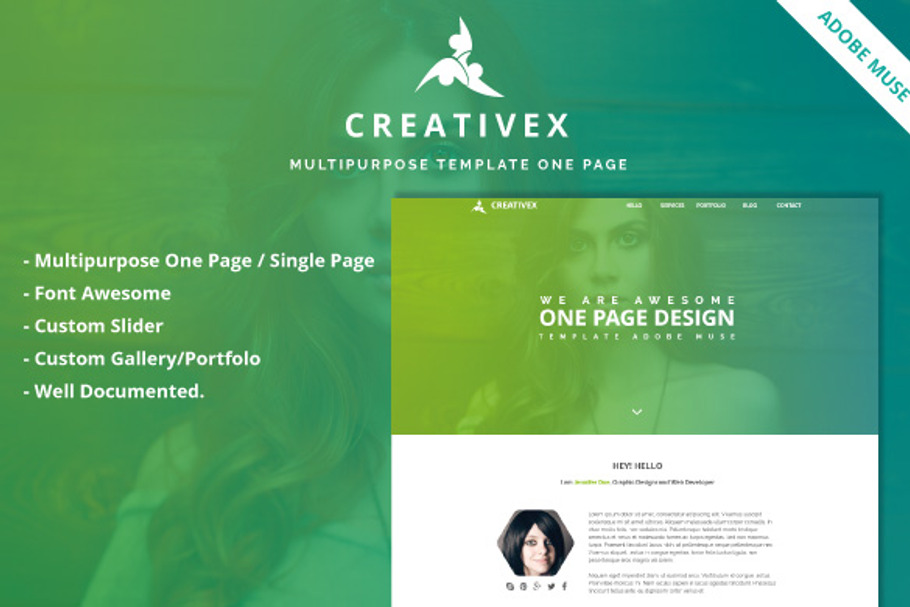 Creativex Multipurpose Muse One Page in Landing Page Templates - product preview 8