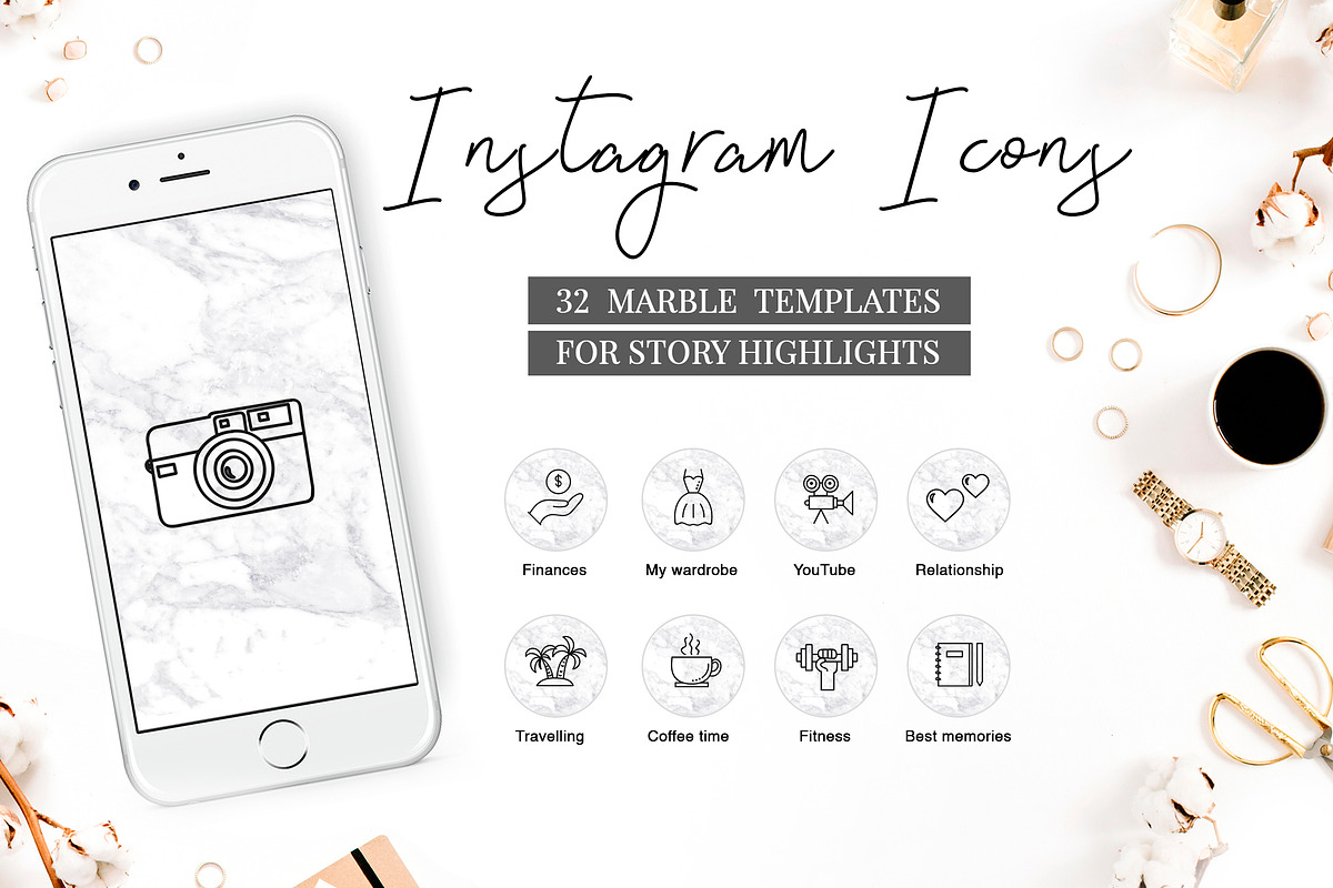 Instagram Highlight Covers MARBLE in Instagram Templates - product preview 8