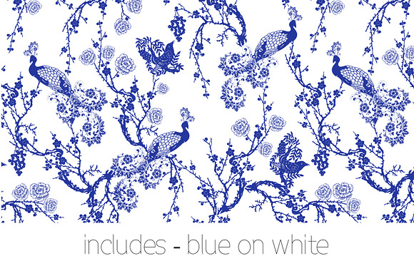 Chinoiserie Peacock - Seamless in Patterns - product preview 2