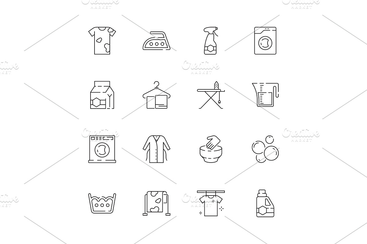 Laundry service icons. Washing in Graphics - product preview 8