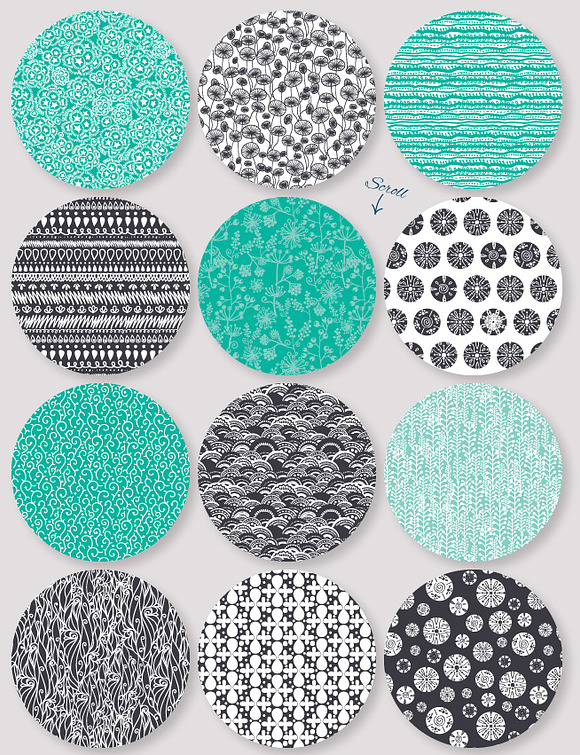 Black & Sea Foam Set of 12 Patterns in Patterns - product preview 1
