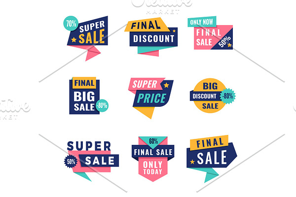 Promo badges. Offers big discount