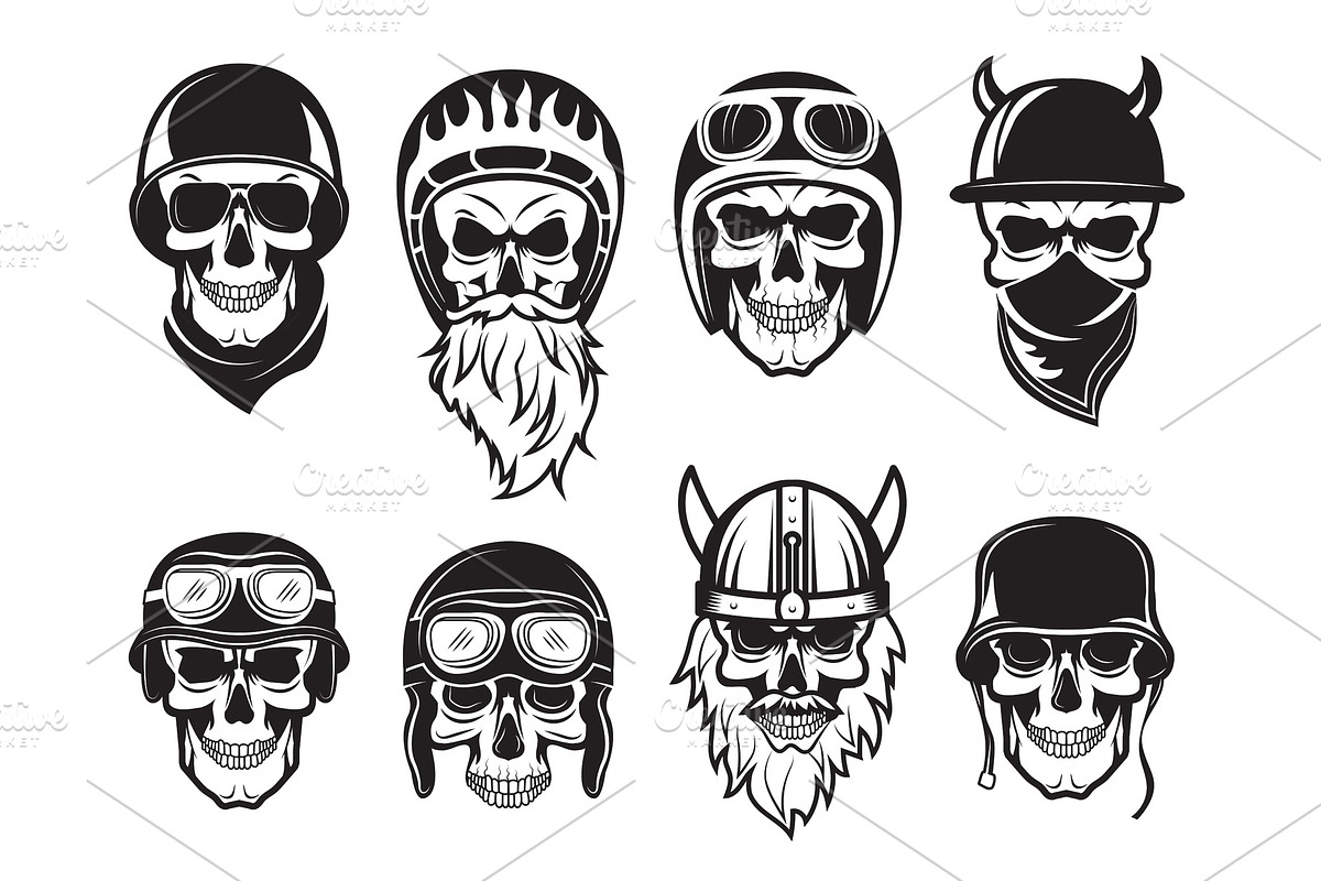 Skull bandana helmet. Bikers rock in Graphics - product preview 8