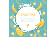 Banana background. Placard with