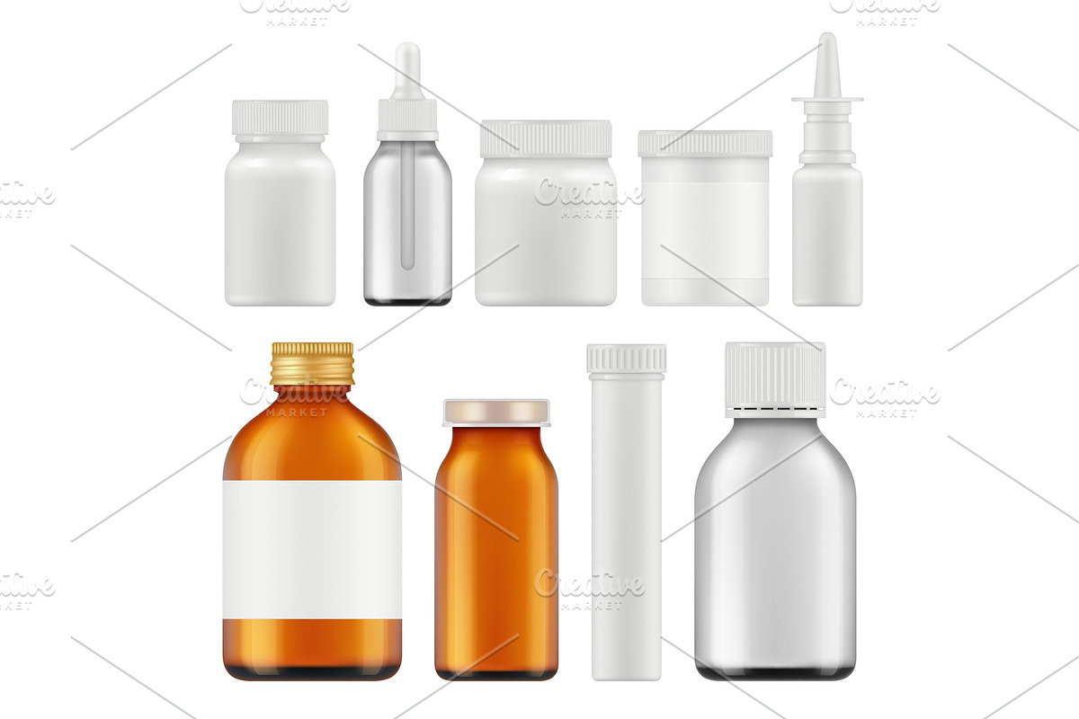 Pharmaceutical white bottles. Blank in Graphics - product preview 8
