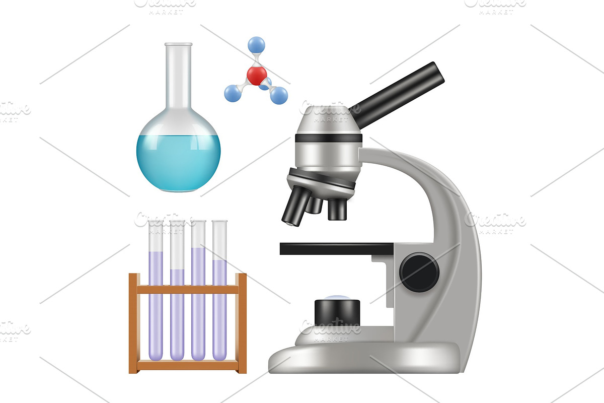 Science equipment. Microscope in Graphics - product preview 8