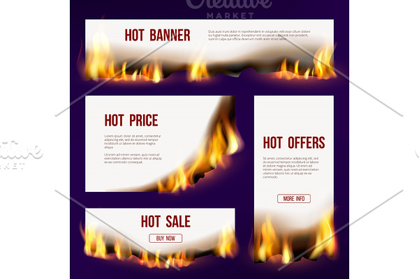 Banners flame. Advertizing template