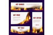 Banners flame. Advertizing template