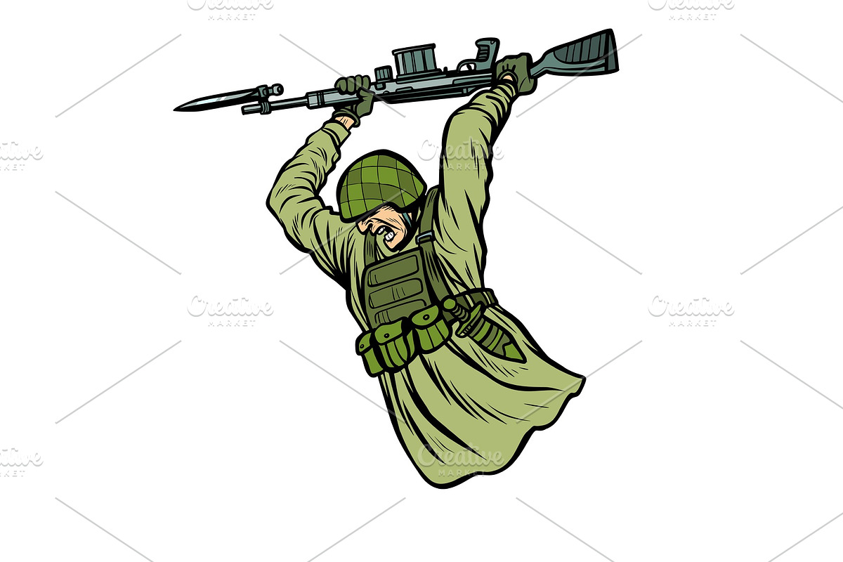 bayonet fighting. soldiers at war in Illustrations - product preview 8