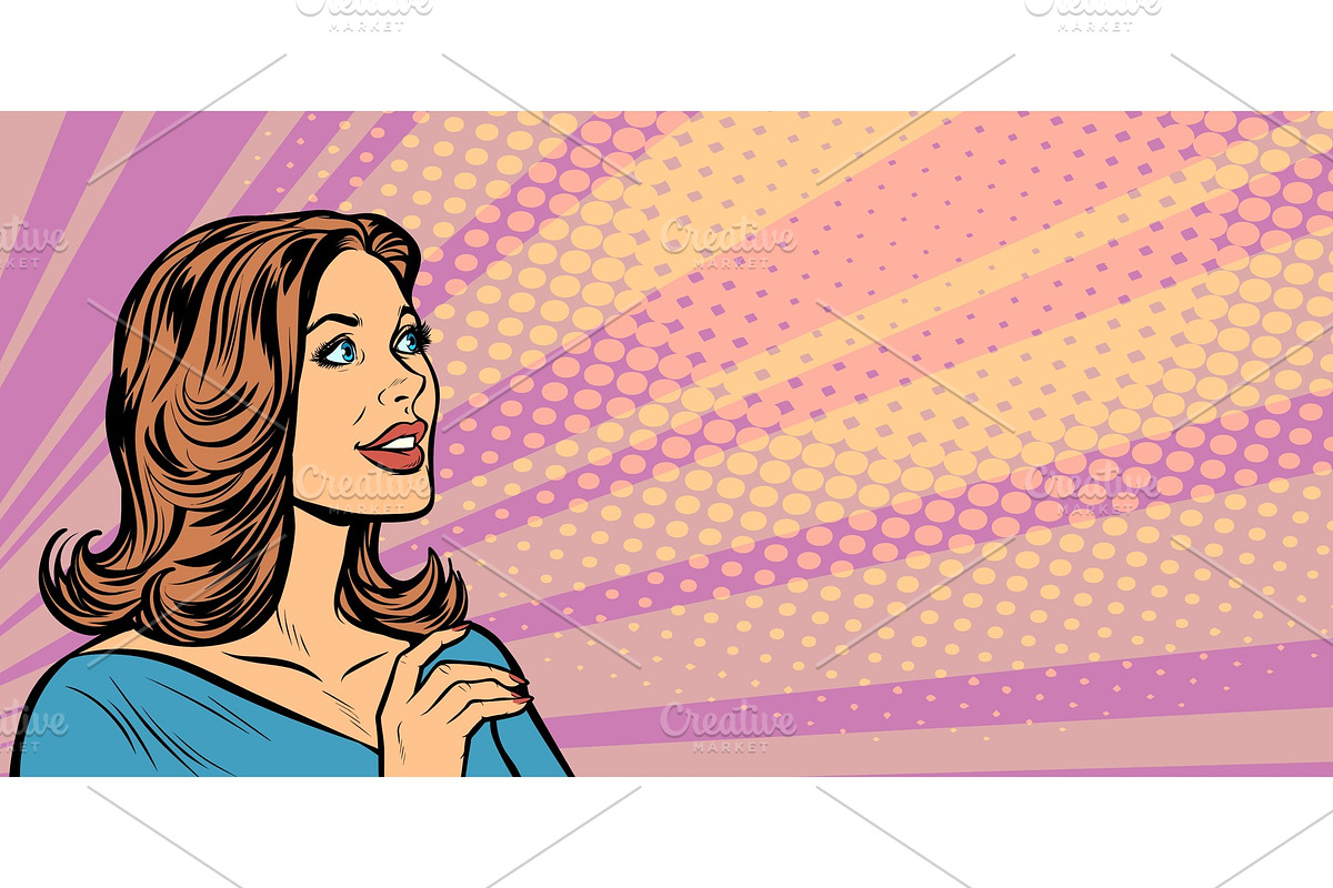 Pop art woman profile in Illustrations - product preview 8
