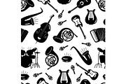 Black and white music instruments