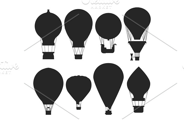 Vector hot air balloons silhouettes
