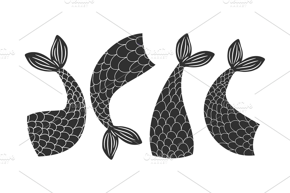 Black and white vector fishes in Graphics - product preview 8