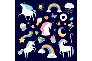 Unicorn and girlish elements rainbow
