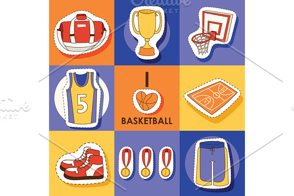 Basketball vector sport sticker