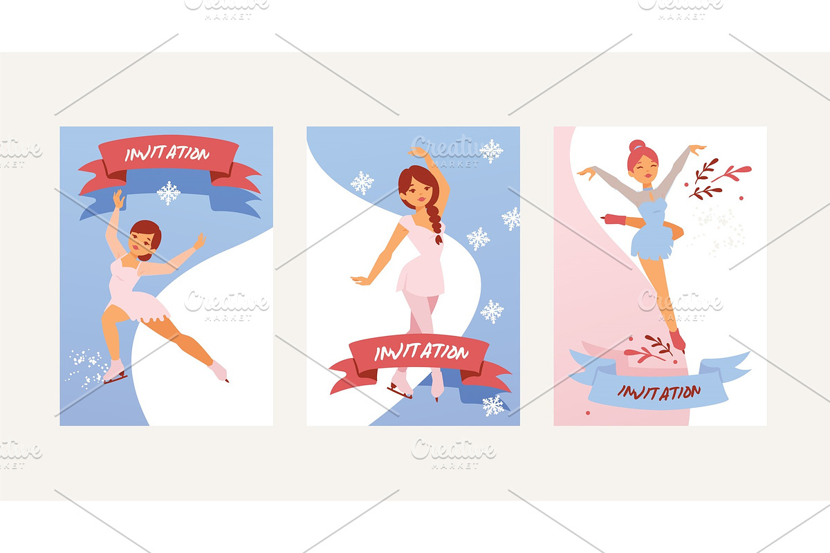Figure skating vector girl character in Illustrations - product preview 8