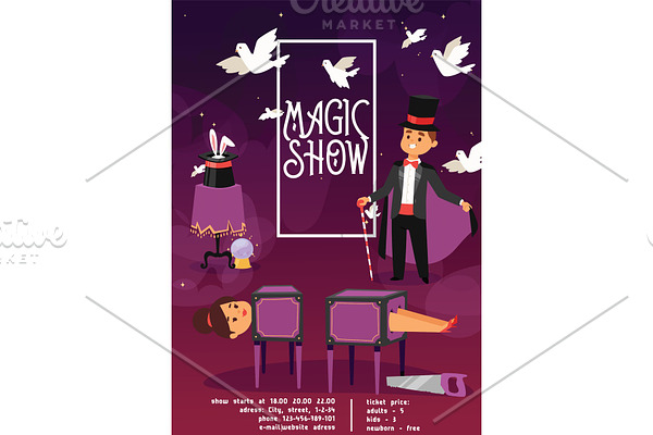 Magician vector illusionist show