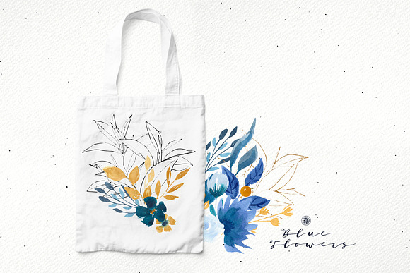 Blue Flowers in Illustrations - product preview 4