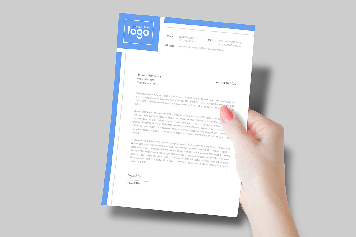 Blue Letterhead Template in Stationery Templates - product preview 8