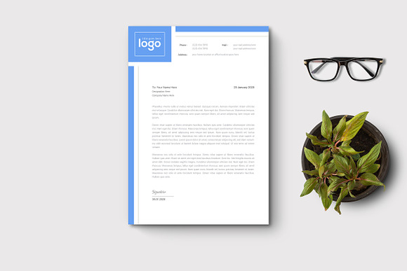 Blue Letterhead Template in Stationery Templates - product preview 1