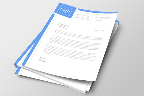 Blue Letterhead Template in Stationery Templates - product preview 2