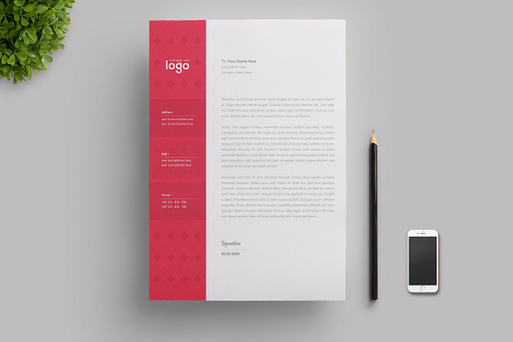 Red Letterhead Design in Stationery Templates - product preview 3